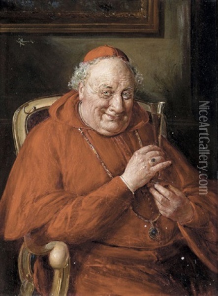 Der Trinkende Kardinal Oil Painting - Ernst Nowak