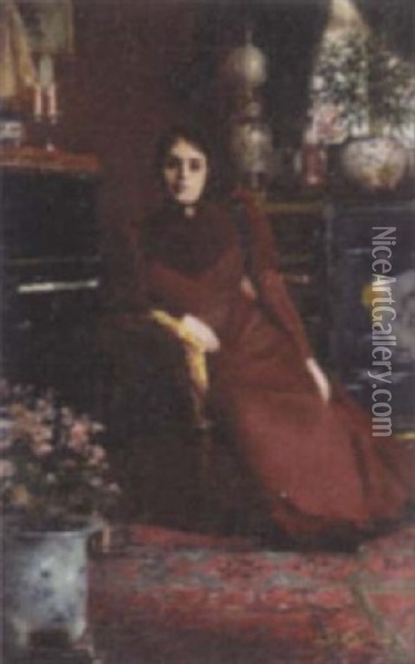 Portrait Of Madame Richard Oil Painting - Auguste Francois (Marie) Gorguet