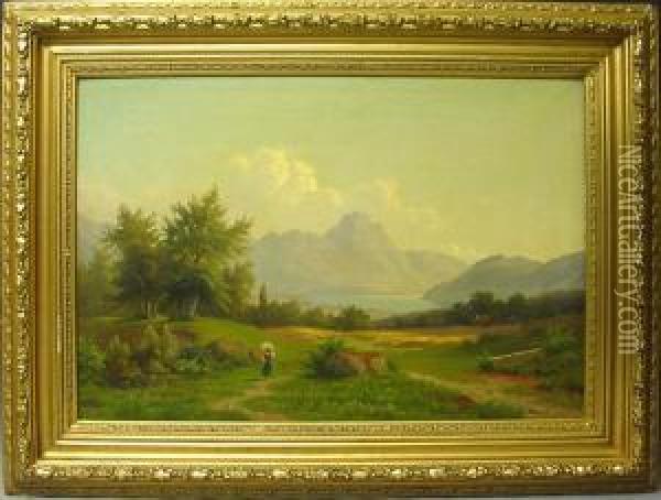 Gebirgslandschaft Am Hintersee Oil Painting - Franz L. Schmitz