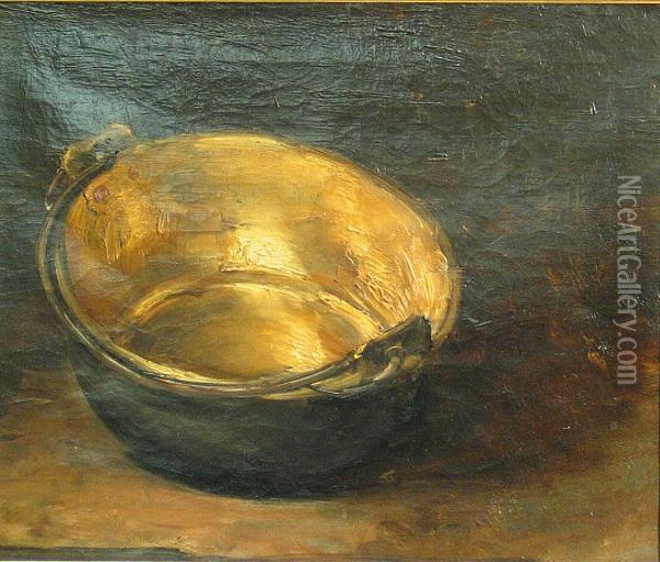 A Still Life Of A Copper Basin Oil Painting - Antoine Vollon