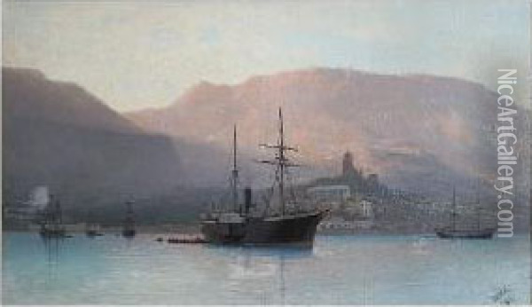 Shipping In A Black Sea Port Oil Painting - Ivan Konstantinovich Aivazovsky