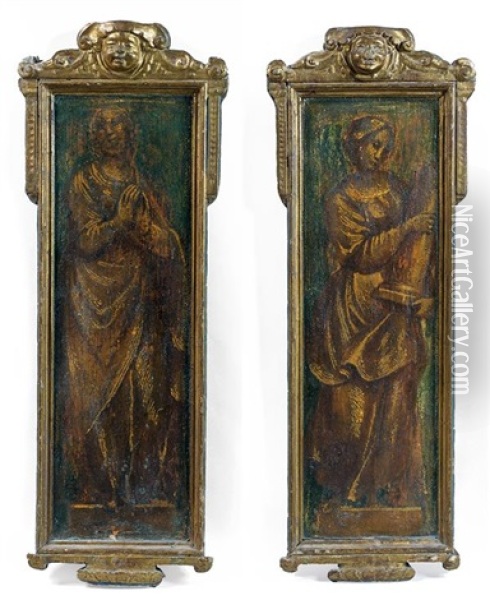 Deux Figures Feminines (vertus Ou Allegories) Oil Painting - Domenico Beccafumi