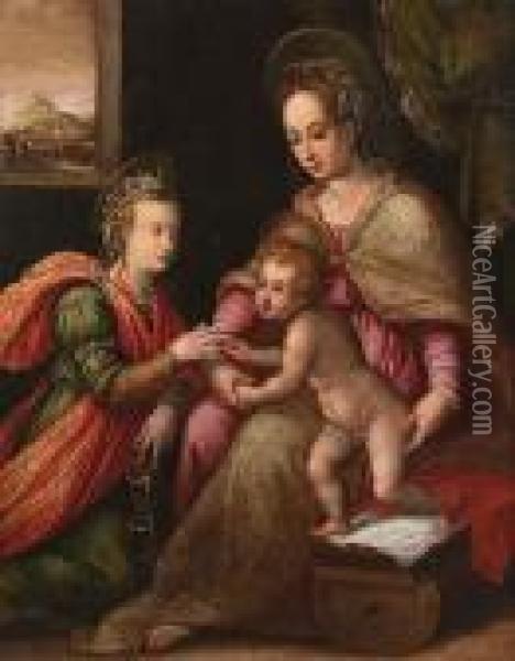 The Mystic Marriage Of Saint Catherine Oil Painting - Prospero Fontana