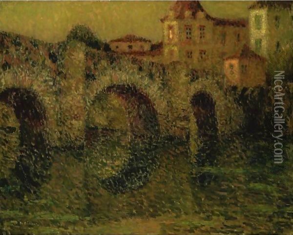 Le Pont Au Crepuscule, Dinan, 1911 Oil Painting - Henri Eugene Augustin Le Sidaner