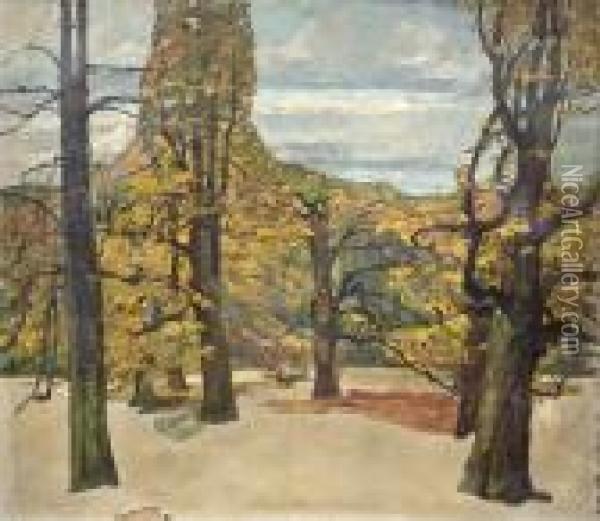 Landschaft Mit Baumen Oil Painting - Adolf Hoelzel