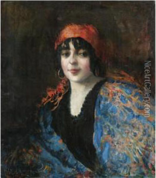 Portrait Of A Gypsy Oil Painting - Vasily Alexandrovich Zverev