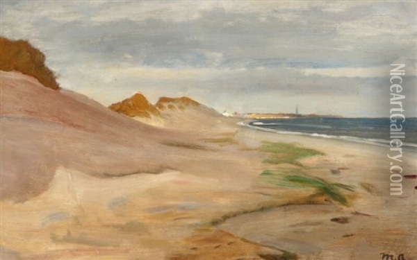 Costal Scenery With Skagen In The Sun Oil Painting - Michael Peter Ancher