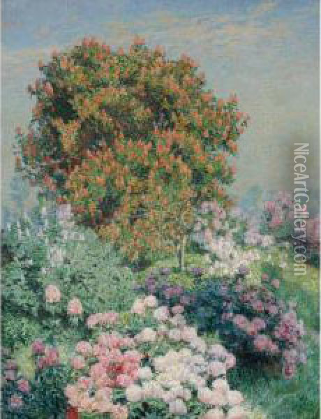 Flowergarden Villa Zonneschijn, Astene Oil Painting - Emile Claus