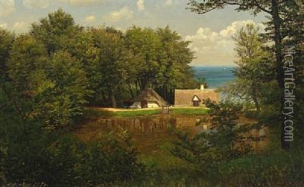 Landscape With A House At The Edge Of The Wood Oil Painting - Andreas Fritz