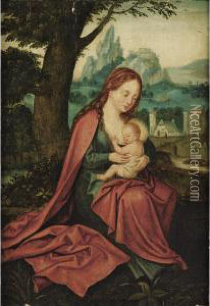 Vierge A L'enfant Dans Un Paysage Oil Painting - Joachim Patenir