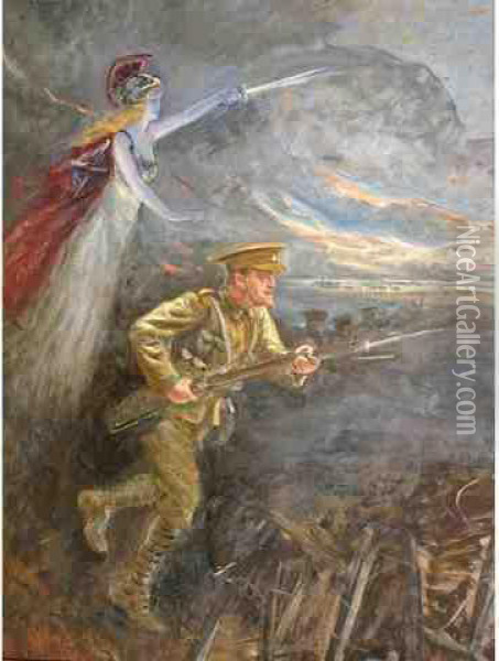 L'allegorie Du Combat Oil Painting - Charles Henry Tenre