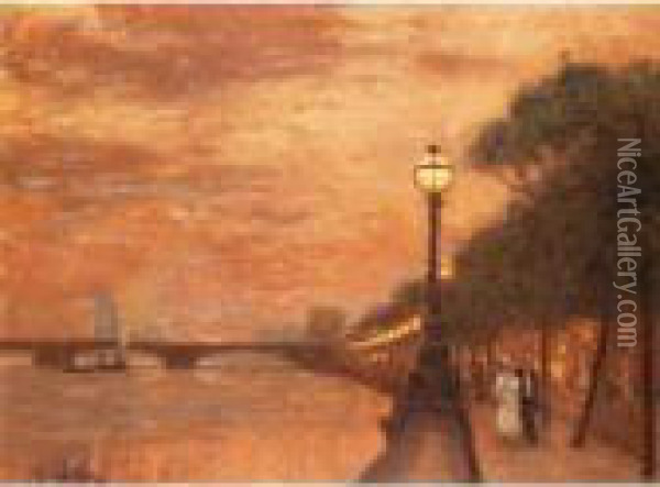 Chelsea Embankment Oil Painting - Algernon Talmage
