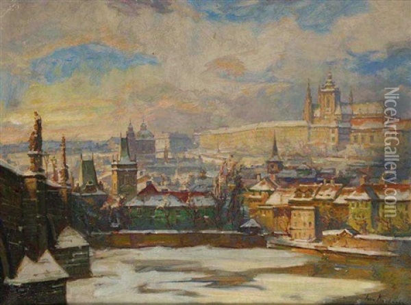 Prague Oil Painting - Iaro Prochazka
