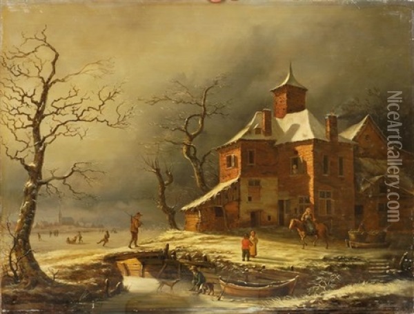 Paysage D'hiver Oil Painting - Henri Voordecker