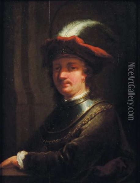 Portrait (rembrandt?) Oil Painting - Aert De Gelder