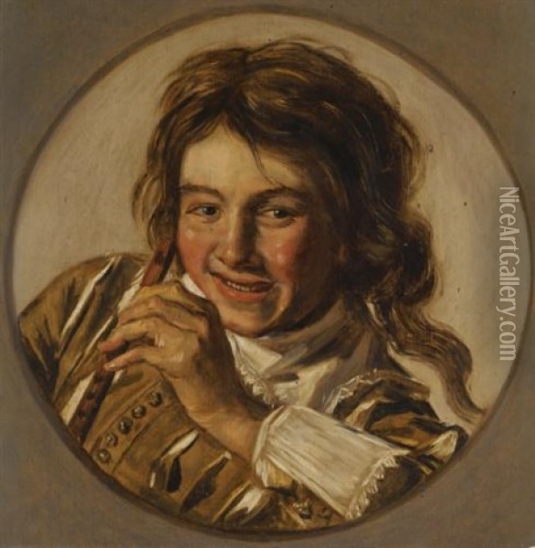 A Young Boy Playing The Flute Oil Painting - Frans Hals