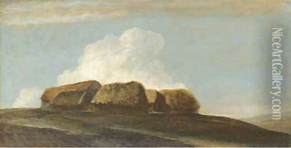 Haystacks (Study on Brighton Downs) Oil Painting - George Frederick Watts
