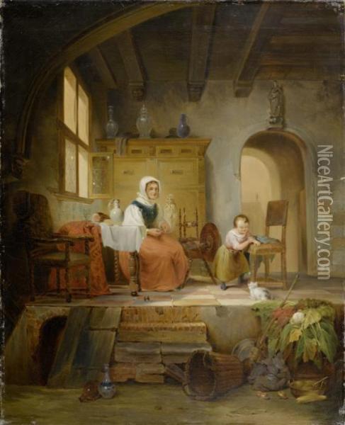 In The Kitchen Oil Painting - Abraham van, I Strij