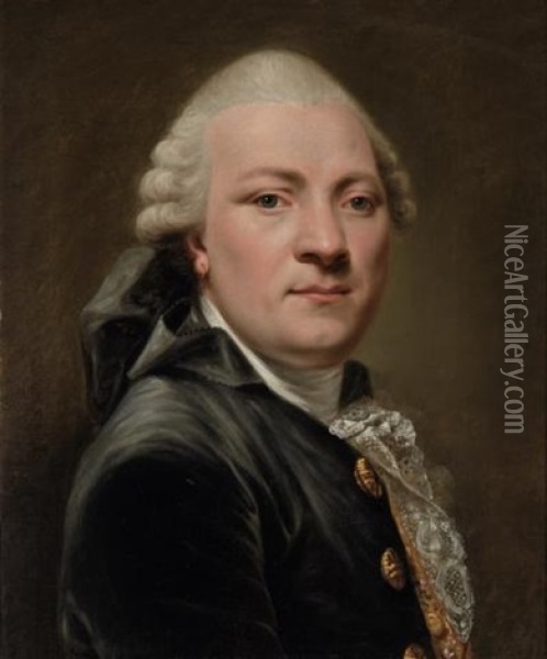 Portrait Of A Gentleman Said To Be Georges Louis Leclerc, Comte De Buffon Oil Painting - Joseph-Siffred Duplessis