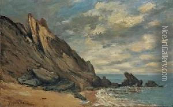 Felsenkuste In Der Bretagne Oil Painting - Paul Trouillebert
