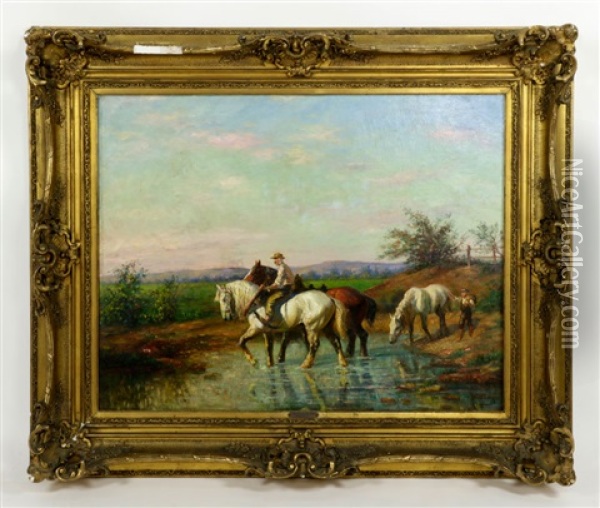 Chevaux Vers, 1910 Oil Painting - Walther Guenther Julian Witting
