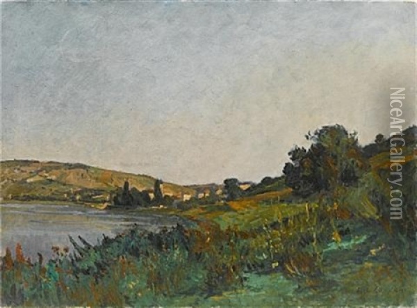 Vetheuil Vu Des Bords De Seine Oil Painting - Abel Louis Alphonse Lauvray
