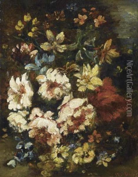 Blossoms. Oil Painting - Narcisse-Virgile D Az De La Pena
