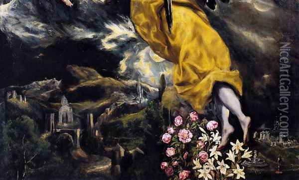 The Virgin of the Immaculate Conception (detail 3) 1608-13 Oil Painting - El Greco (Domenikos Theotokopoulos)