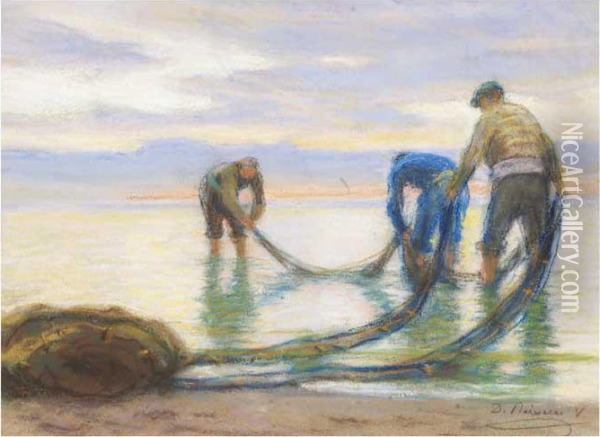 Pescadores Oil Painting - Dionis Verdaguer Baixeras