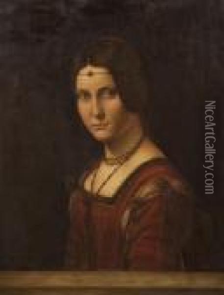 La Belle Feroniere Oil Painting - Leonardo Da Vinci