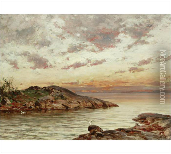 Summer Night In The Finnish Archipelago Oil Painting - Hjalmar (Magnus) Munsterhjelm
