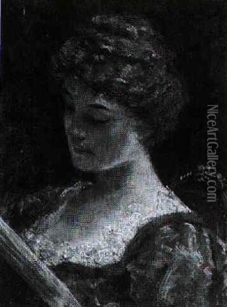 Girl Reading Oil Painting - James Carroll Beckwith