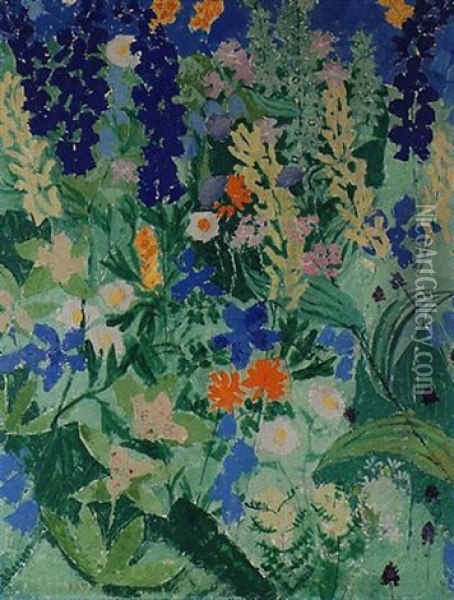 Sommerblumen Oil Painting - August Babberger