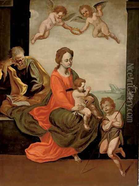 The Holy Family with the Infant Saint John the Baptist Oil Painting - Italian School
