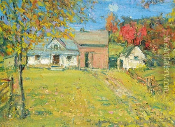 Untitled - Country Farm, P.q Oil Painting - Peleg Franklin Brownell