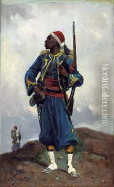 Portrait De Moktar Ben Mohamed Oil Painting - Alphonse Chigot