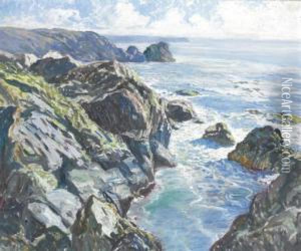 Sunlit Coast Oil Painting - Walter Elmer Schofield