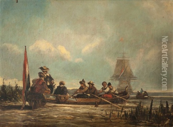 La Embarcacion Oil Painting - Louis-Gabriel-Eugene Isabey