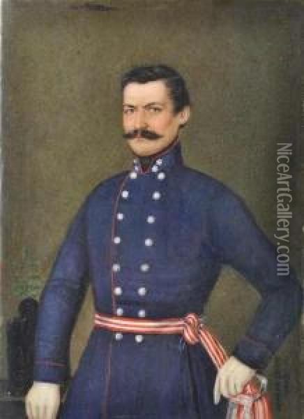 A Likeness Of A Military Officer Oil Painting - Johann Zacharias Quast