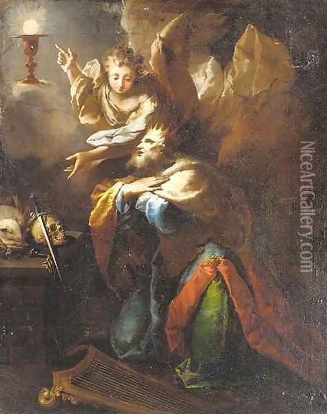 The Eucharist appearing to a kneeling King Oil Painting - Italian School