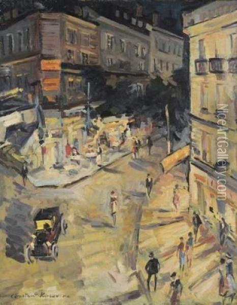Rue De Paris Animee Oil Painting - Konstantin Alexeievitch Korovin