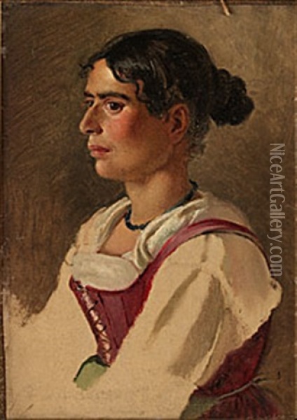 Dam I Profil Oil Painting - Wilhelm Nicolai Marstrand
