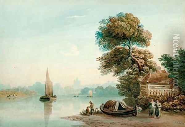 On the Thames at Twickenham Oil Painting - John Varley