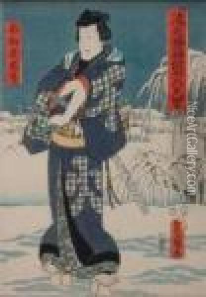 'samurai In Mezzo Alla Neve' Oil Painting - Kunisada