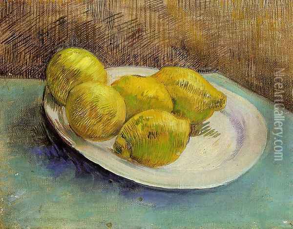 Still Life With Lemons On A Plate Oil Painting - Vincent Van Gogh