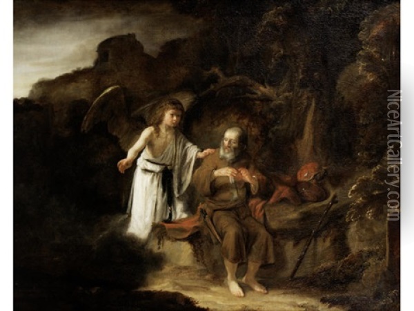 Elijah And The Angel Oil Painting - Cornelis Bisschop
