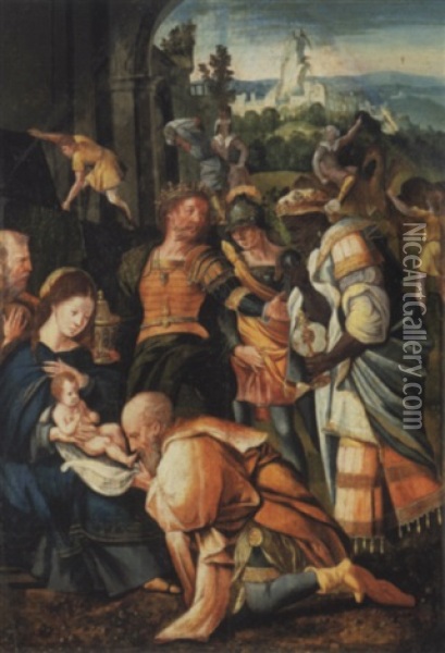 L'adoration Des Mages Oil Painting - Pieter Coecke van Aelst the Elder