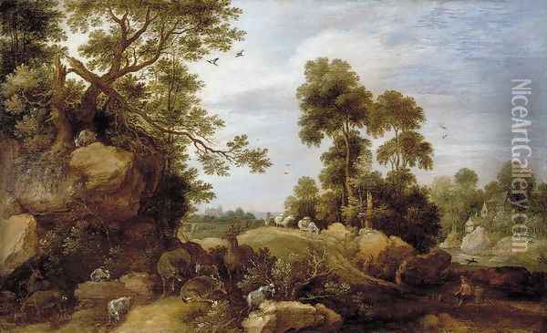 Landscape 1620-22 Oil Painting - Gillis Claesz. De Hondecoeter