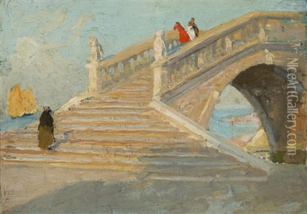 Bridge Over River Schiovenetti, Venice Oil Painting - Emanuel Phillips Fox