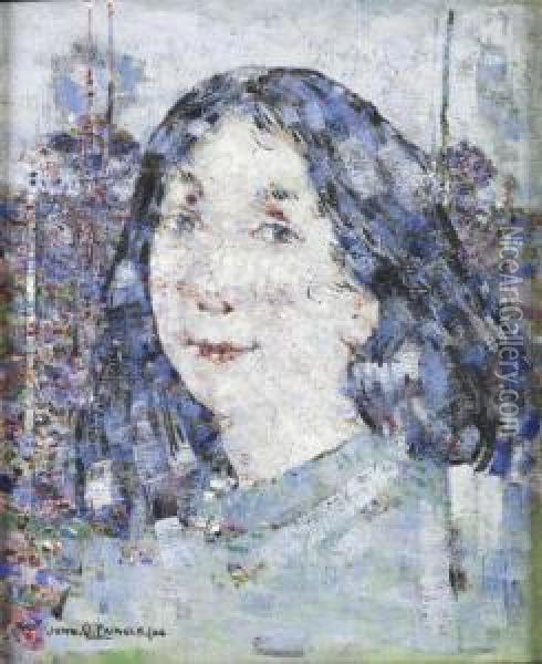 Study Of A Girl's Head Oil Painting - John Quinton Pringle